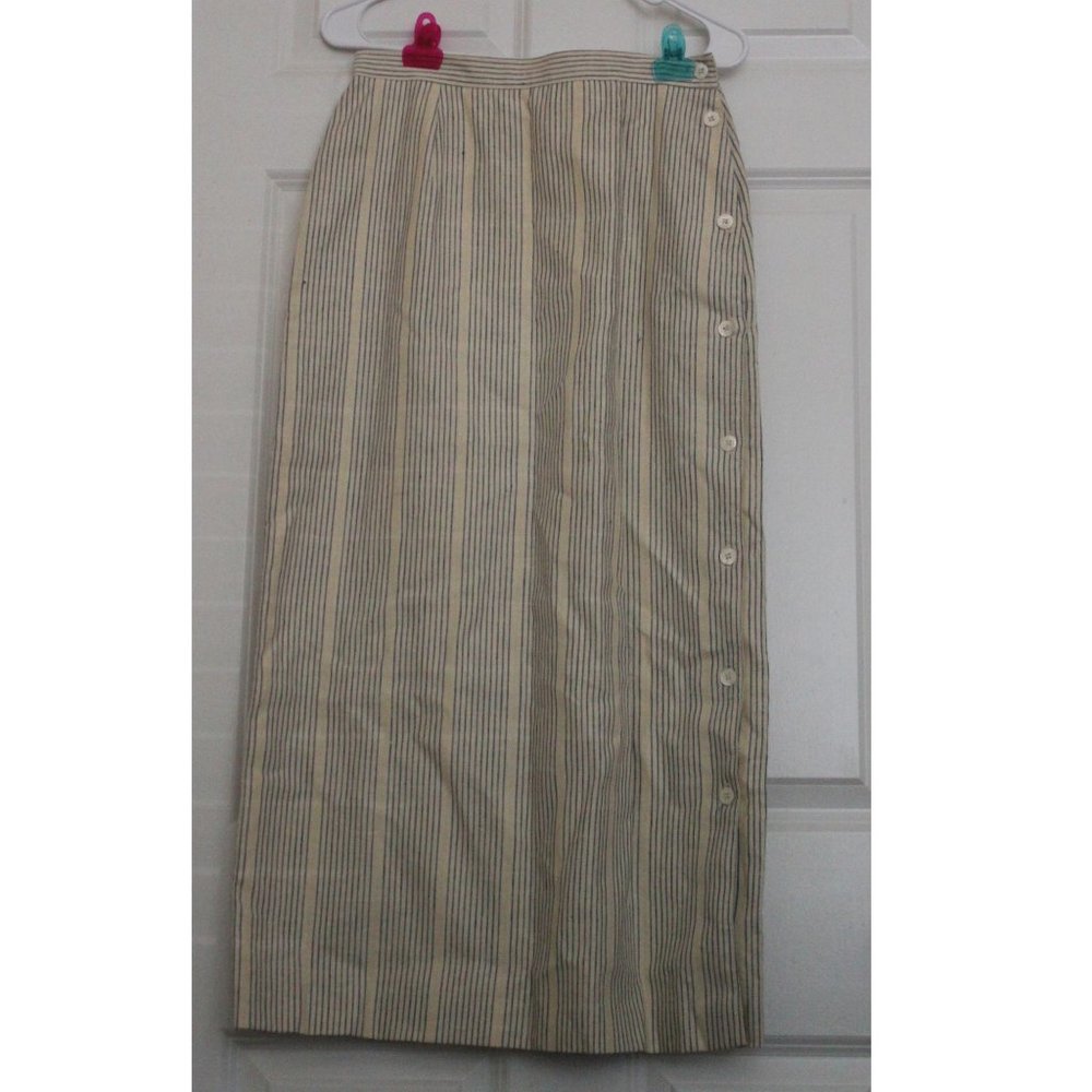 Vintage Barry Bricken Button Down Wrap Skirt Stipes minimal CBK style Love story